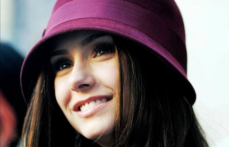 Woman Wearing Hat — Purple, Happy