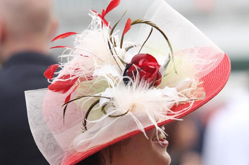 Woman Wearing Hat — Red, Elegant