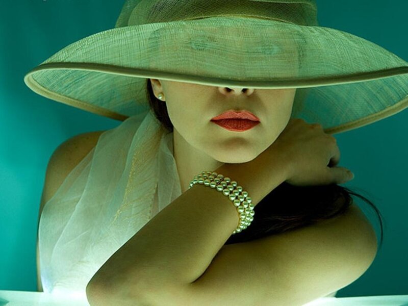 Woman Wearing Hat — Teal