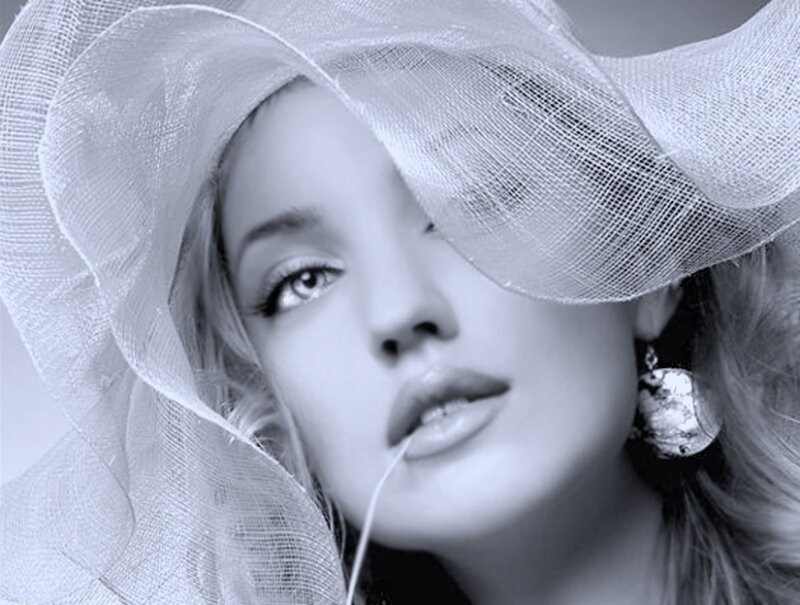 Woman Wearing Hat — White, Dramatic, Photograph, Earring