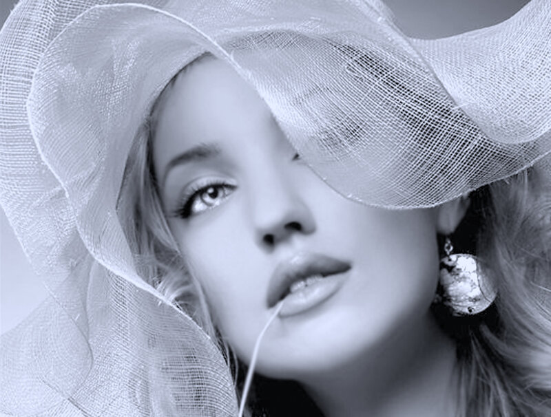 Woman Wearing Hat — White, Dramatic, Photograph
