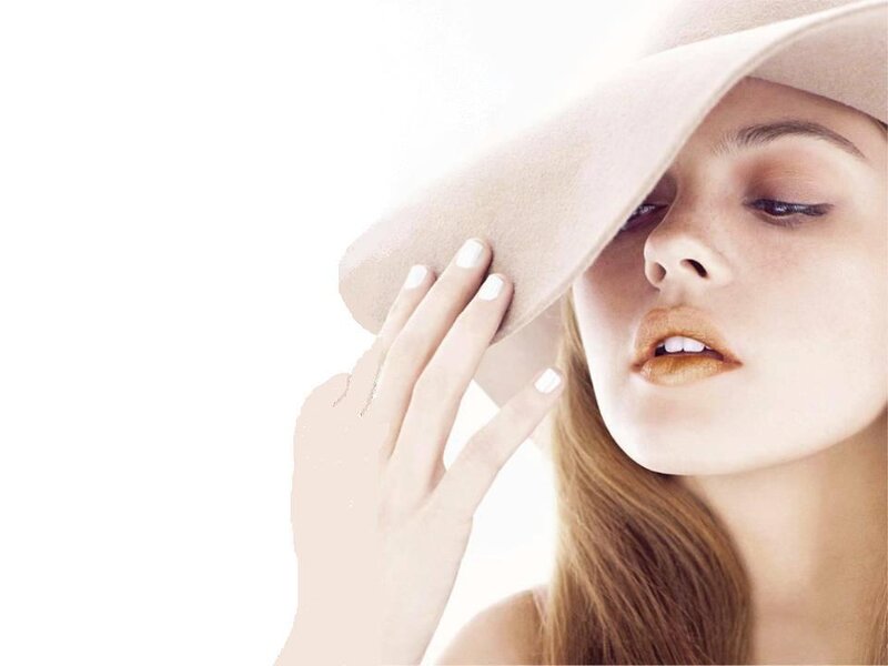 Woman Wearing Hat — White, Serene