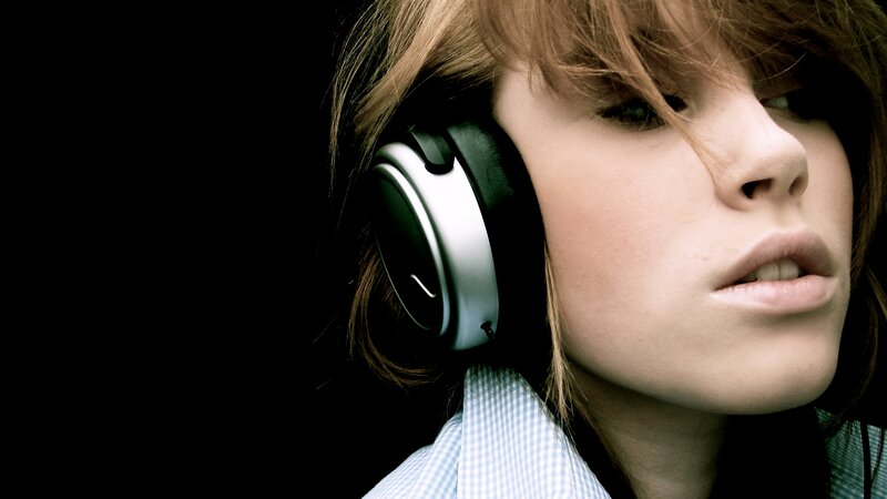 woman wearing headphones