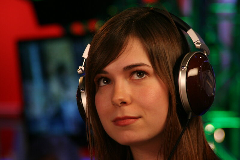 woman wearing headphones
