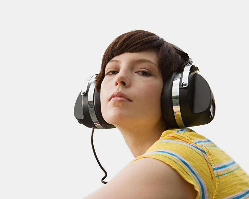 woman wearing headphones