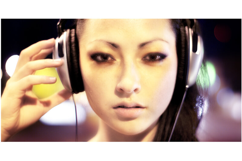 woman wearing headphones