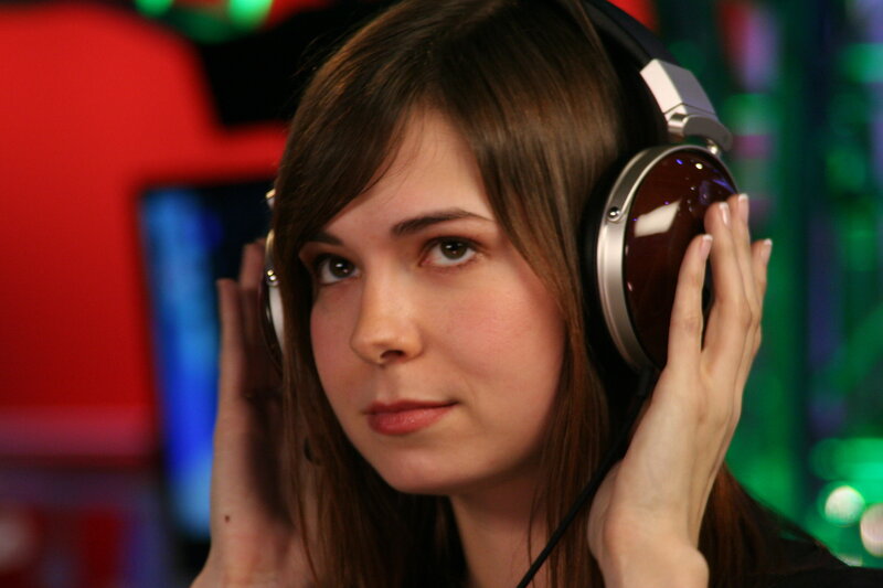 woman wearing headphones