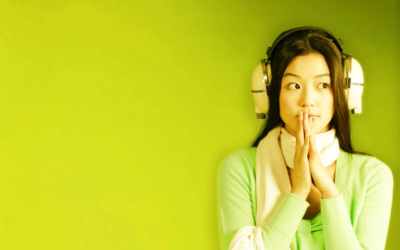 woman wearing headphones