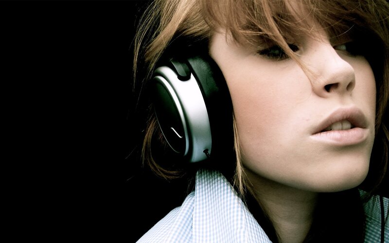 woman wearing headphones