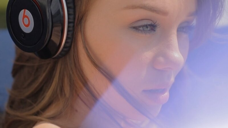 woman wearing headphones