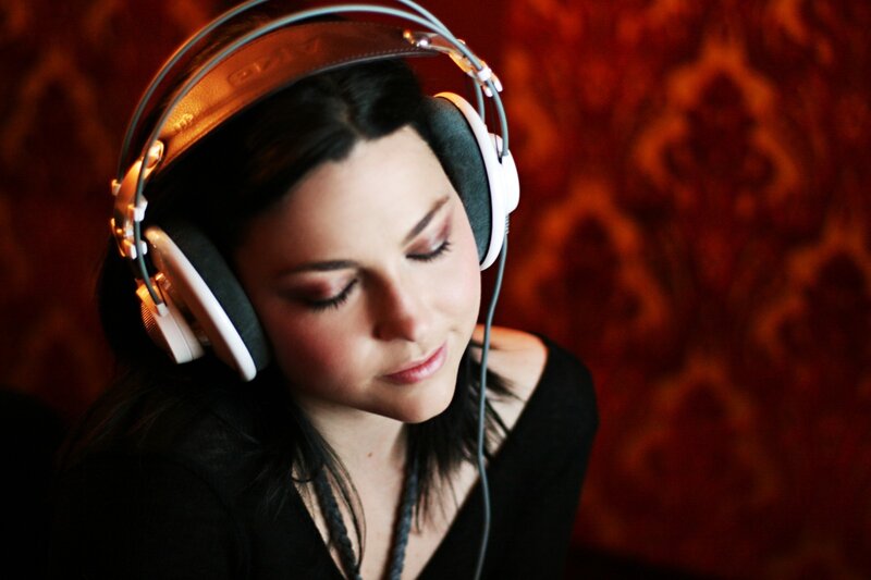 Woman Wearing Headphones — Black, Calm, Photograph