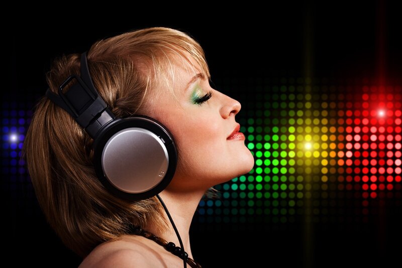 Woman Wearing Headphones — Black, Dramatic, Night, Photograph, Makeup