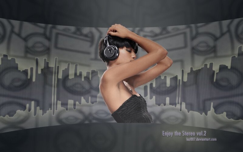Woman Wearing Headphones — Gray, Stylish