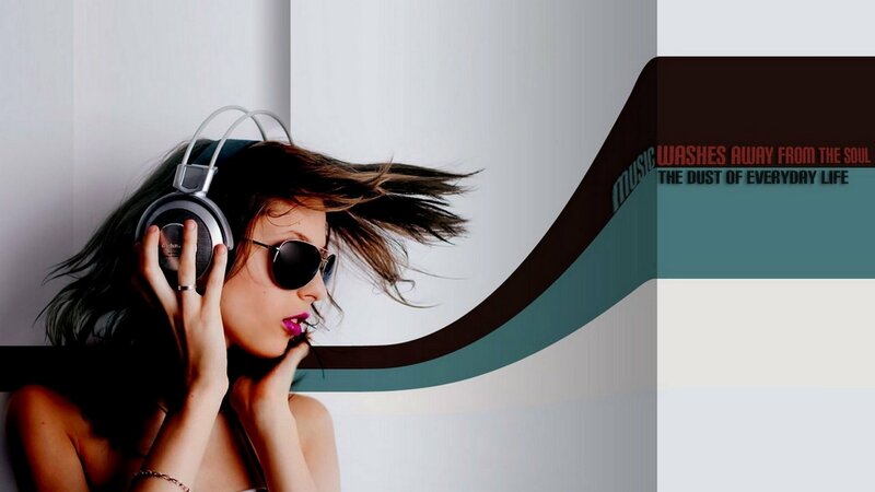 Woman Wearing Headphones — White, Dynamic
