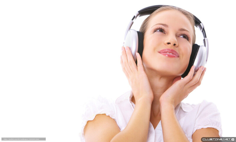 Woman Wearing Headphones — White, Relaxed, Photograph