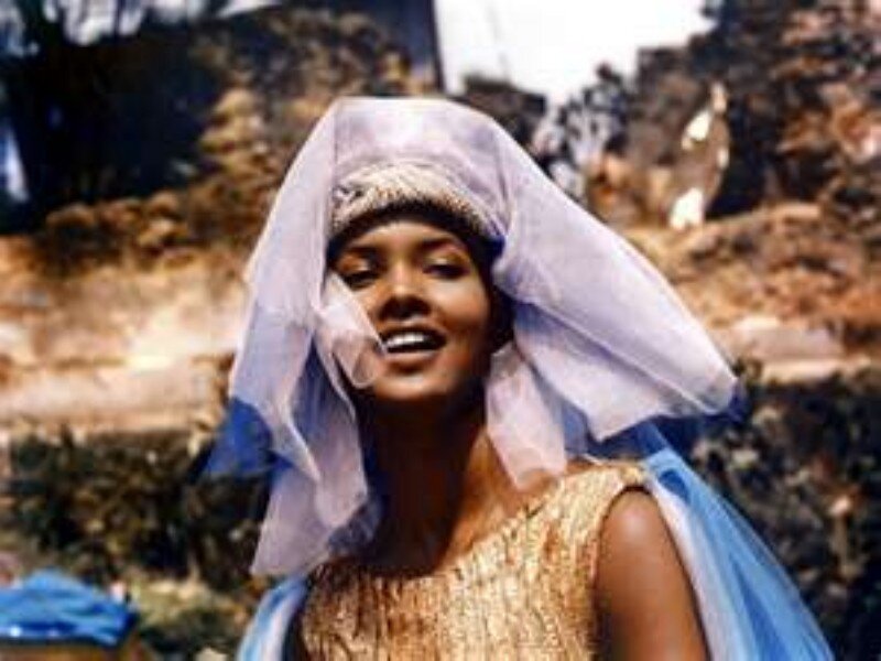 Woman Wearing Headscarf — Blue