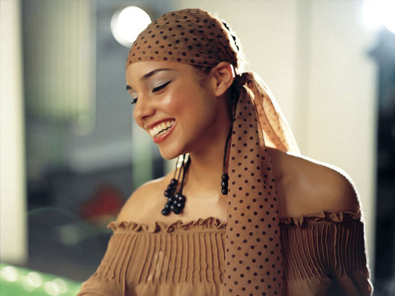 Woman Wearing Headscarf — Brown, Joyful