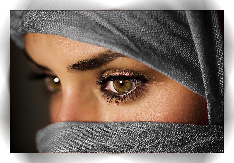 Woman Wearing Headscarf — Gray