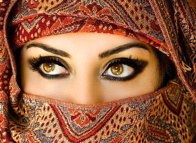 Woman Wearing Headscarf — Red
