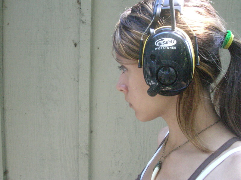 woman wearing hearing protection