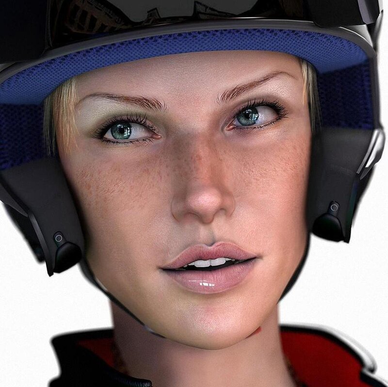 Woman Wearing Helmet — Blue