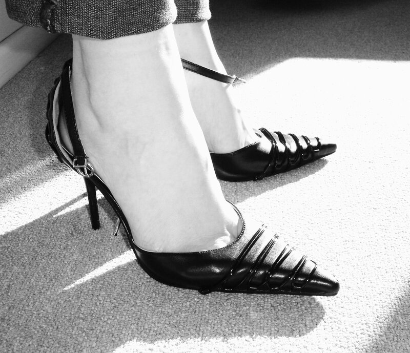 Woman Wearing High Heels — Black, Dramatic, Photograph
