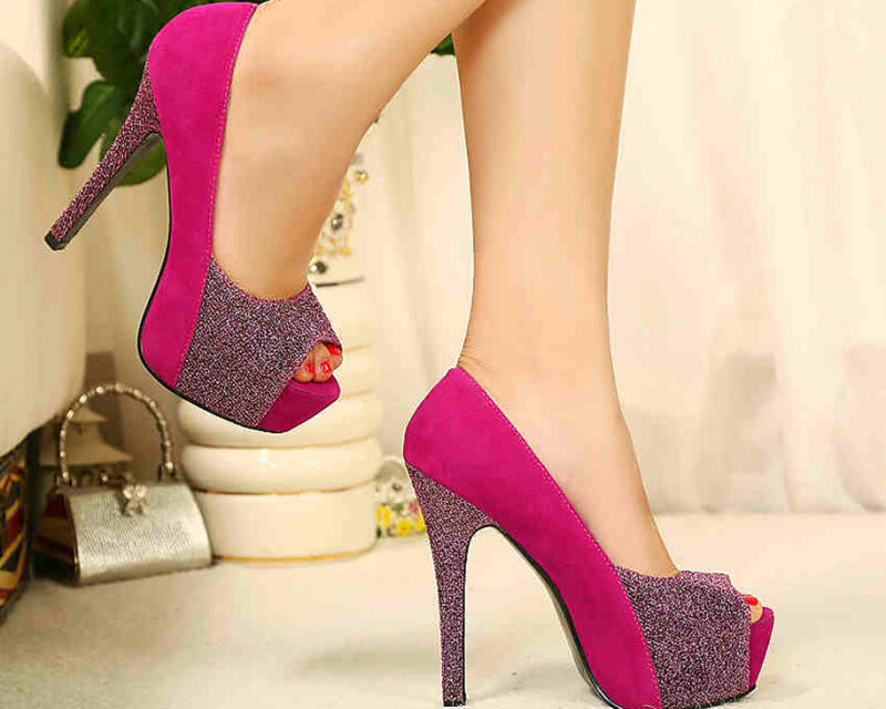 Woman Wearing High Heels — Pink