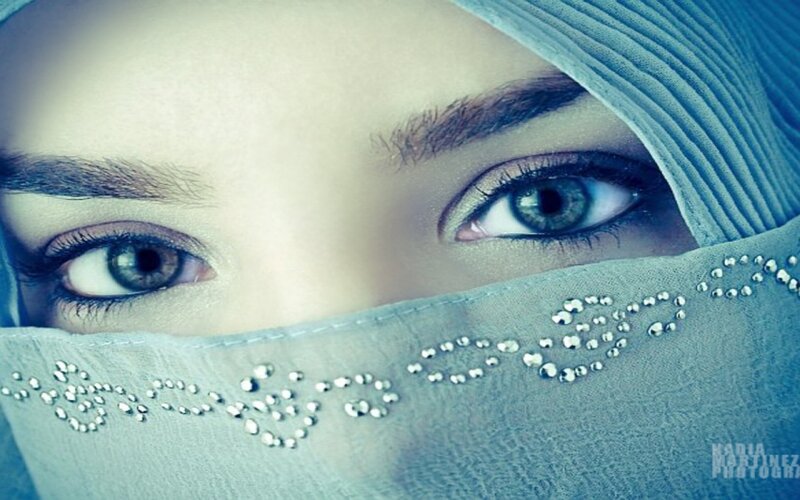 Woman Wearing Hijab — Blue, Dramatic