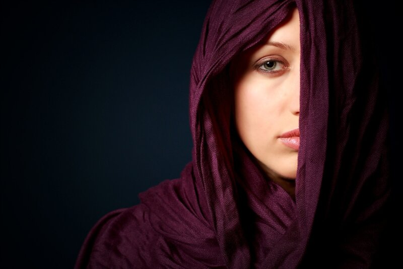 Woman Wearing Hijab — Purple, Dramatic