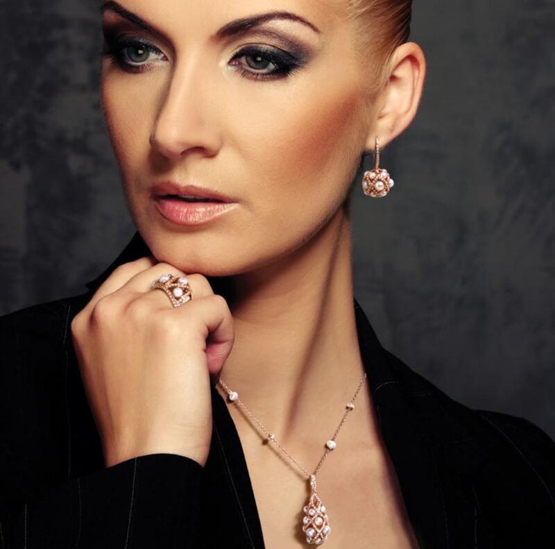 Woman Wearing Jewelry — Black, Dramatic, Photograph, Earrings, Ring
