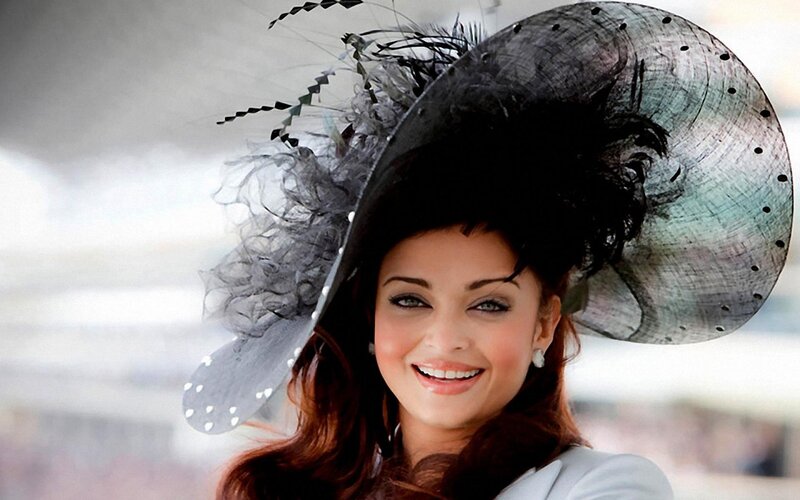 Woman Wearing Large Hat — Black, Happy