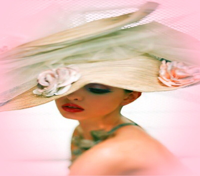Woman Wearing Large Hat — Pink