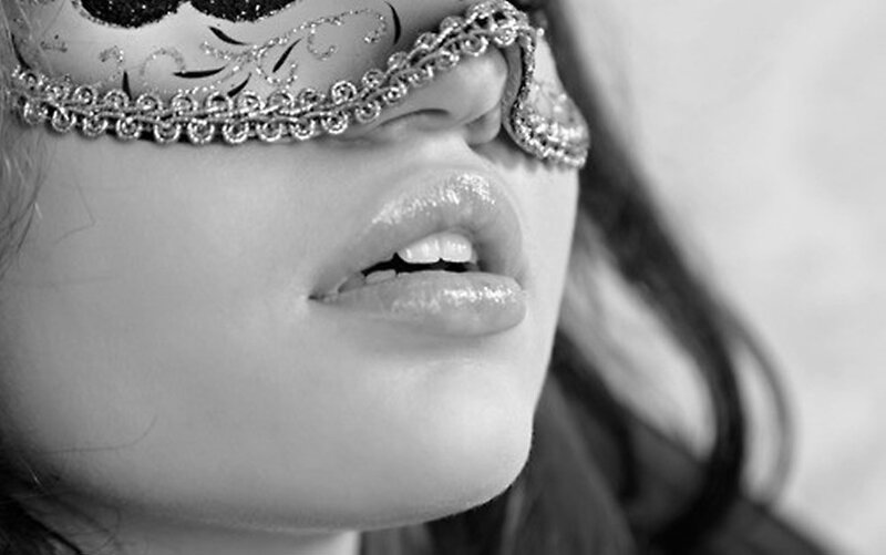 Woman Wearing Mask — Black, Dramatic, Photograph, Lips