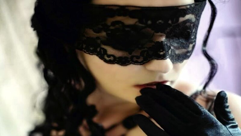 Woman Wearing Mask — Black, Mysterious