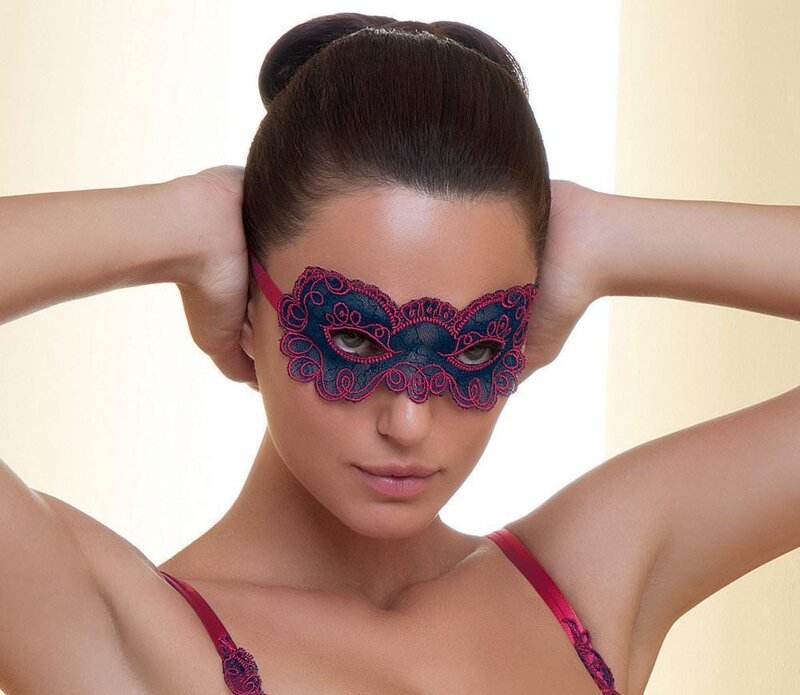 Woman Wearing Mask — Blue, Seductive