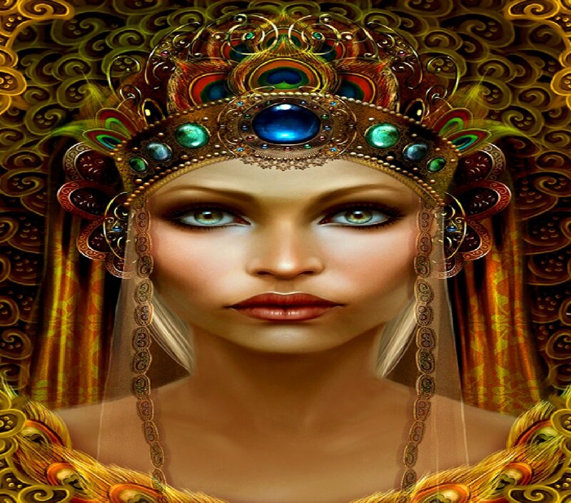 Woman Wearing Ornate Crown