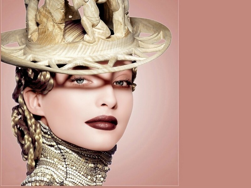 Woman Wearing Ornate Hat