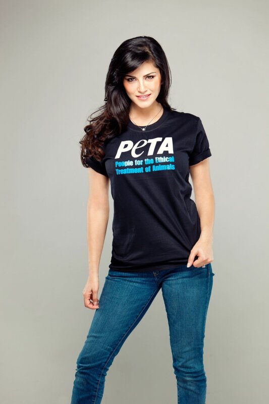 Woman wearing PETA t-shirt