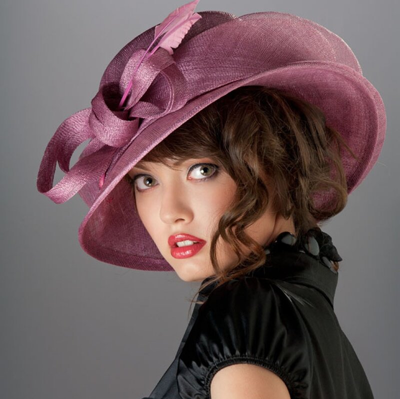 Woman Wearing Purple Hat — Dramatic, Photograph