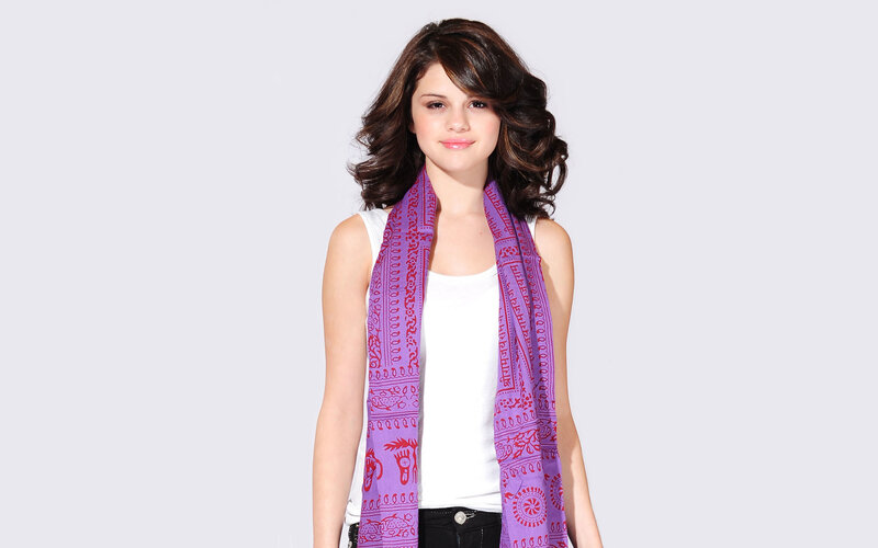 woman wearing purple scarf