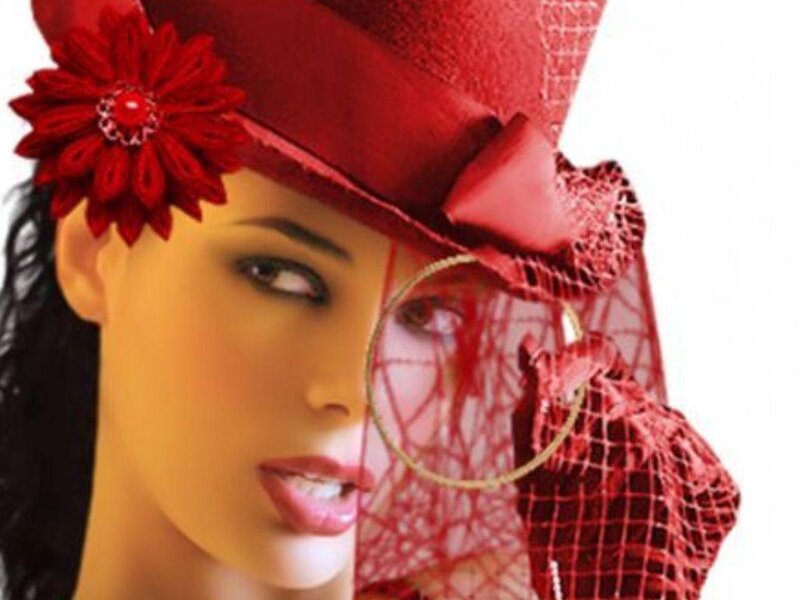 Woman Wearing Red Hat — Dramatic, Photograph, Flower
