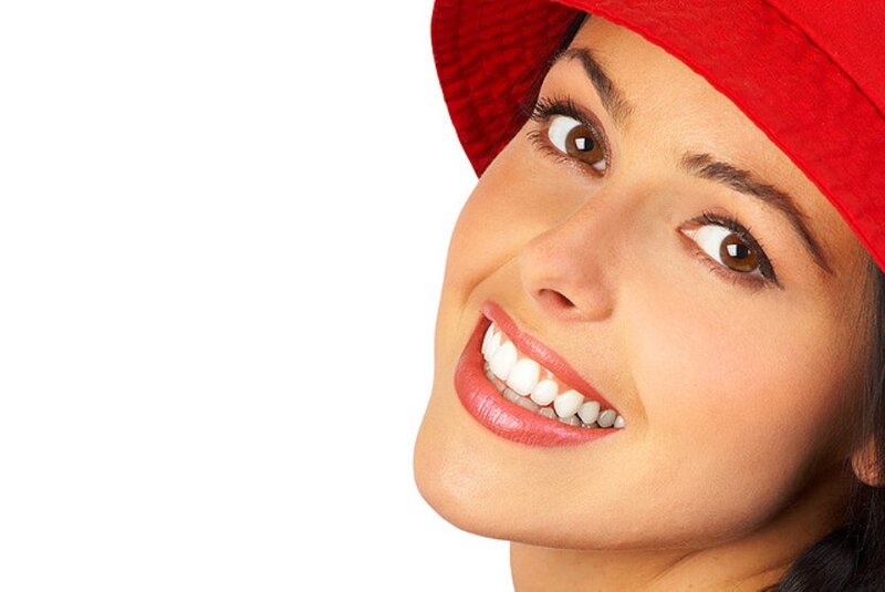 Woman Wearing Red Hat — Happy