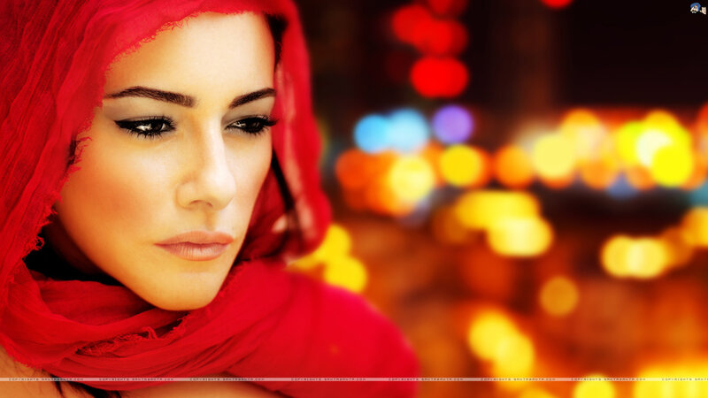 Woman Wearing Red Scarf — Dramatic, Night