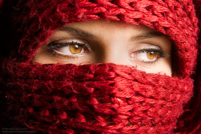 Woman Wearing Red Scarf — Dramatic