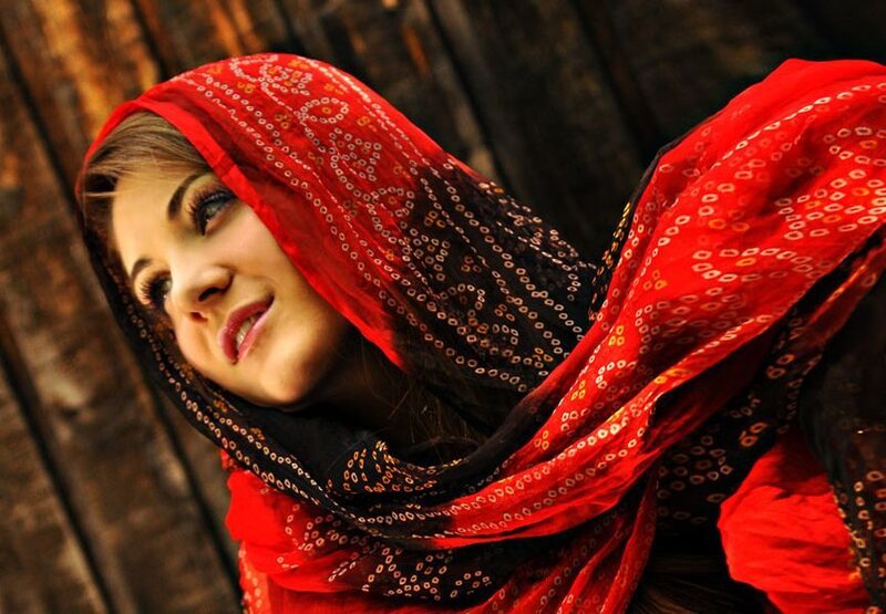 Woman Wearing Red Scarf