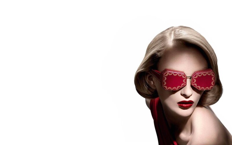 Woman Wearing Red Sunglasses — Dramatic, Photograph