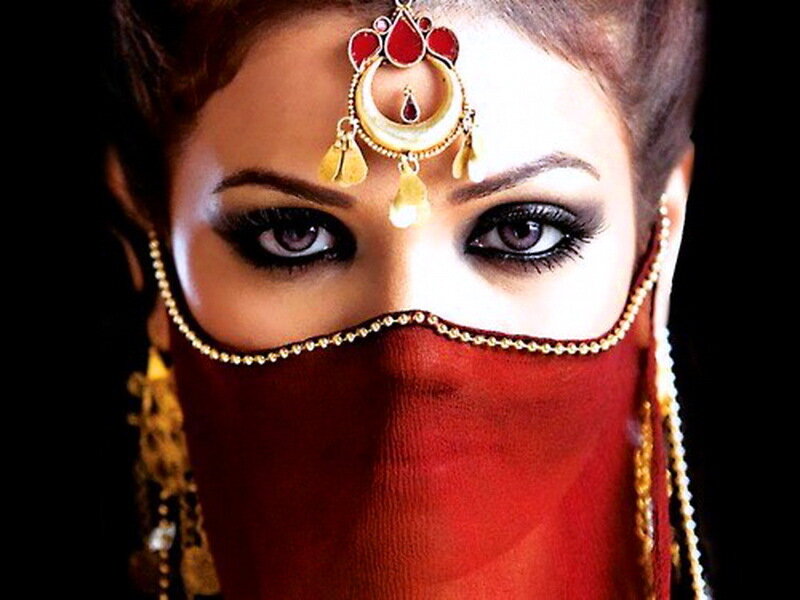 Woman Wearing Red Veil