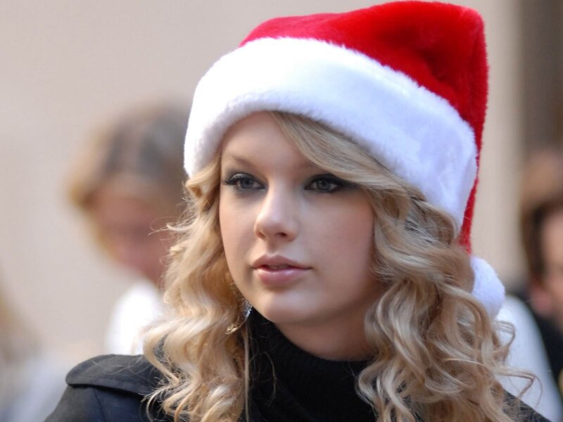 woman wearing santa hat