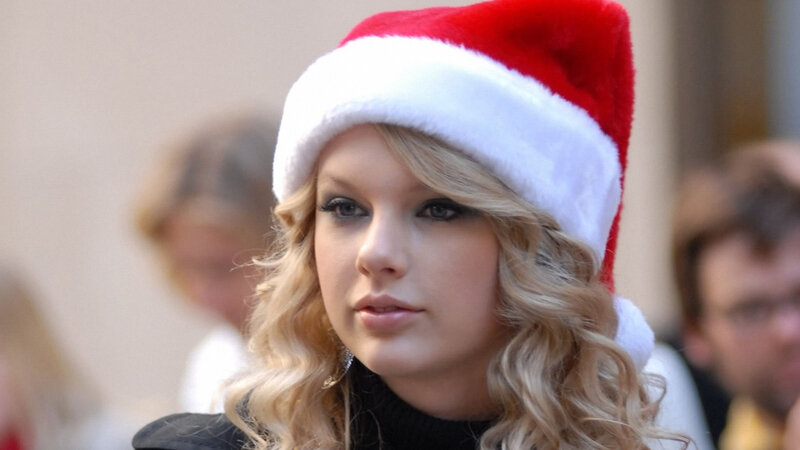 Woman Wearing Santa Hat — Red, Neutral