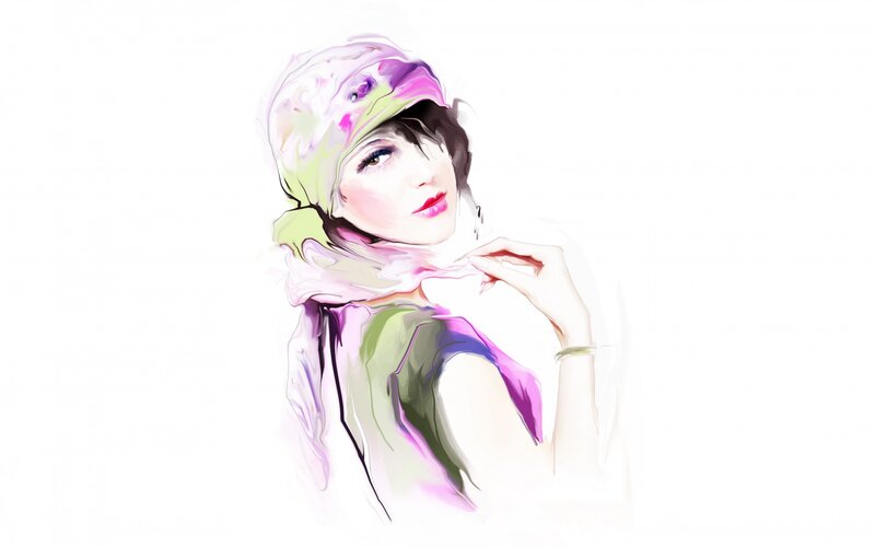 Woman Wearing Scarf — Purple